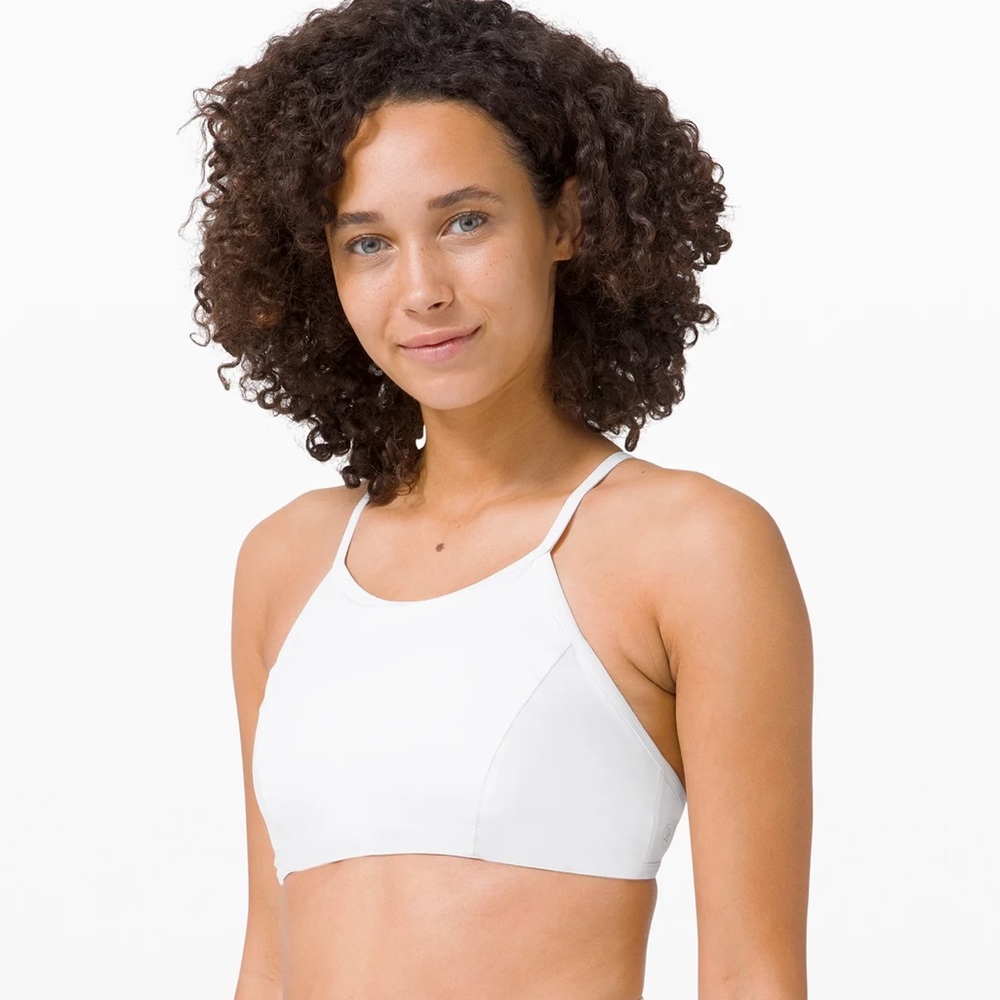 Lululemon See the Sea White And Cream High Neck Swim Top Size 38D